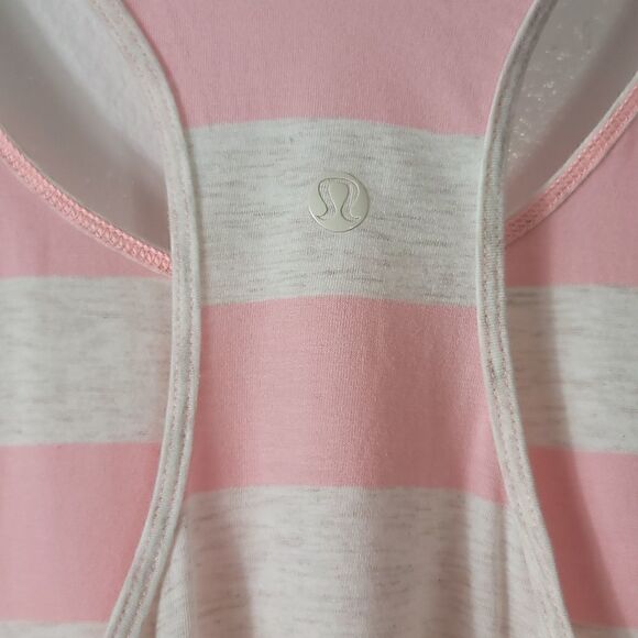 Lululemon Om Pink/White  Stripe Racer-back top - Picture 6 of 6